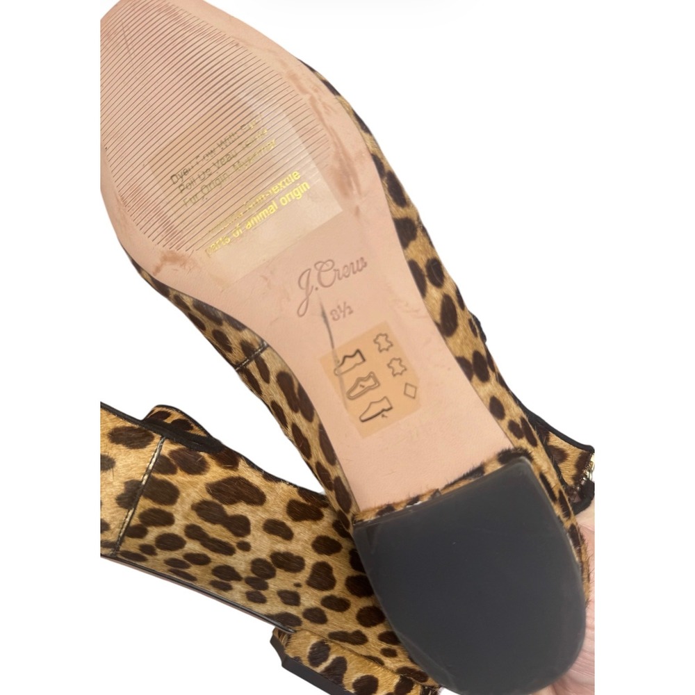 J.Crew Mary Jane Flats Womens 8.5 Brown Leopard Calf Hair Excellent Back Zip - Picture 8 of 9